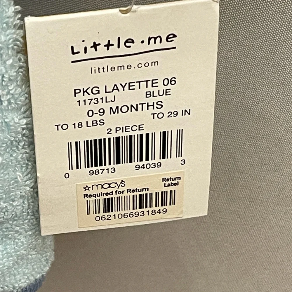 Little Me Blue Hooded Baby Bathrobe & Booties Set 0-9M Frog NWT